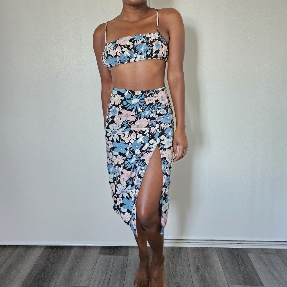 Floral Cami Top and Split Skirt Set
